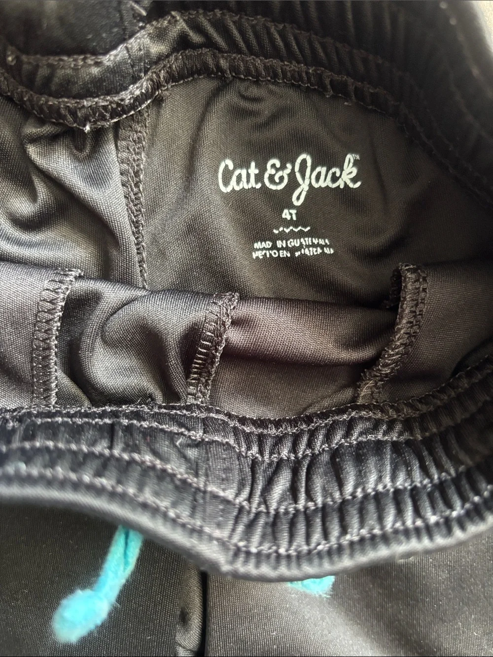 Cat & Jack Black Athletic Shorts with Teal Drawstring